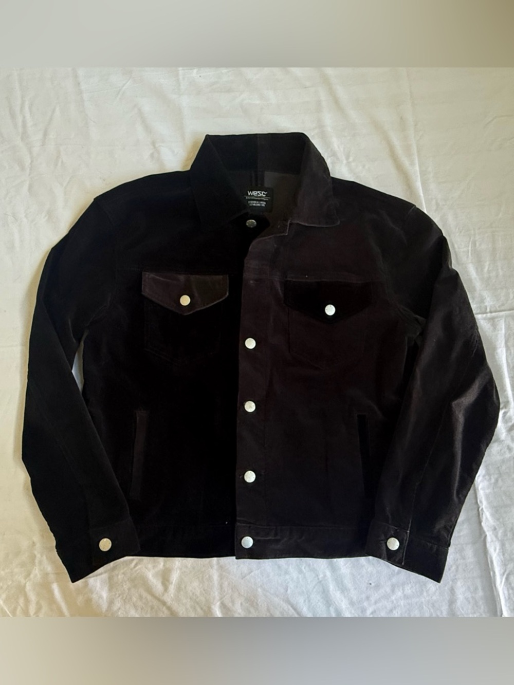 Wesc Men’s Black Corduroy Jacket with Silver Buttons Size Small